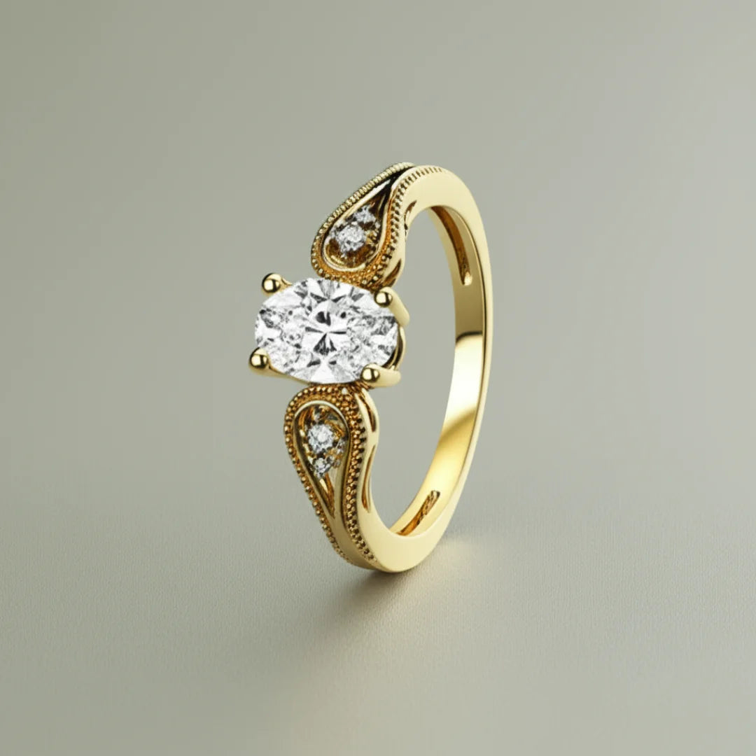Anel Vellure com Moissanite Oval 0.8Ct
