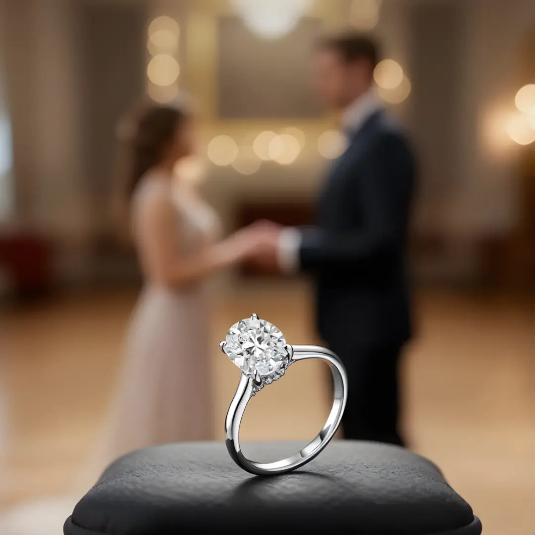 Anel Solitário Lior com Moissanite Oval 2Ct
