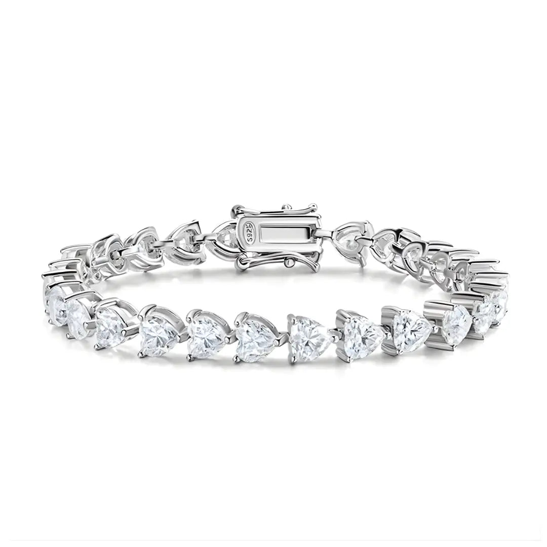 Pulseira Riviera com Moissanite Coração 1Ct