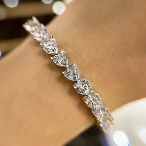 Pulseira Riviera com Moissanite Coração 1Ct