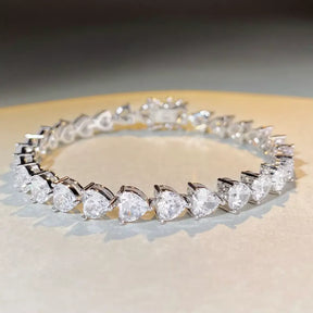 Pulseira Riviera com Moissanite Coração 1Ct