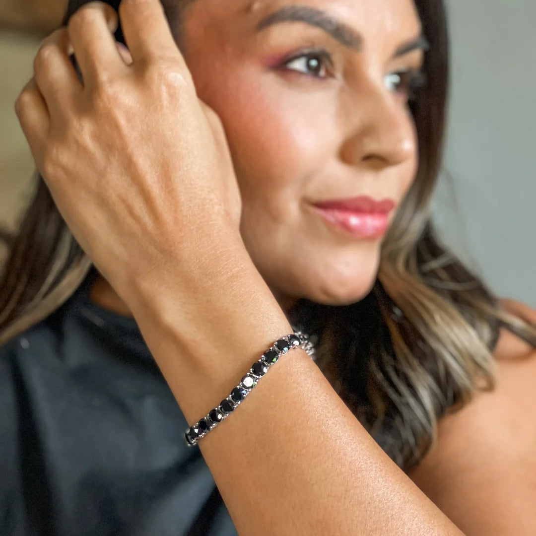 Pulseira Riviera com Moissanite Preta 1Ct