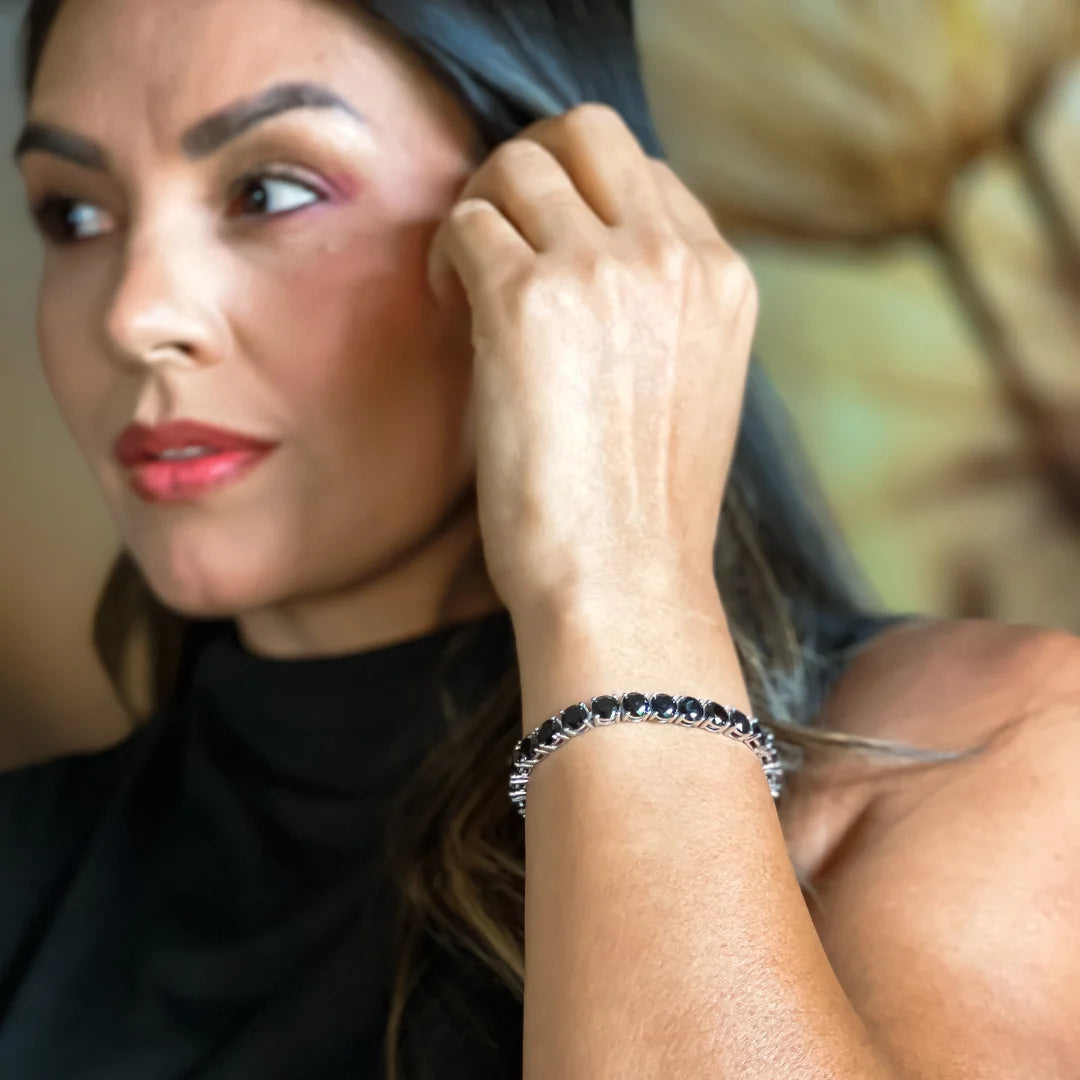 Pulseira Riviera com Moissanite Preta 1Ct