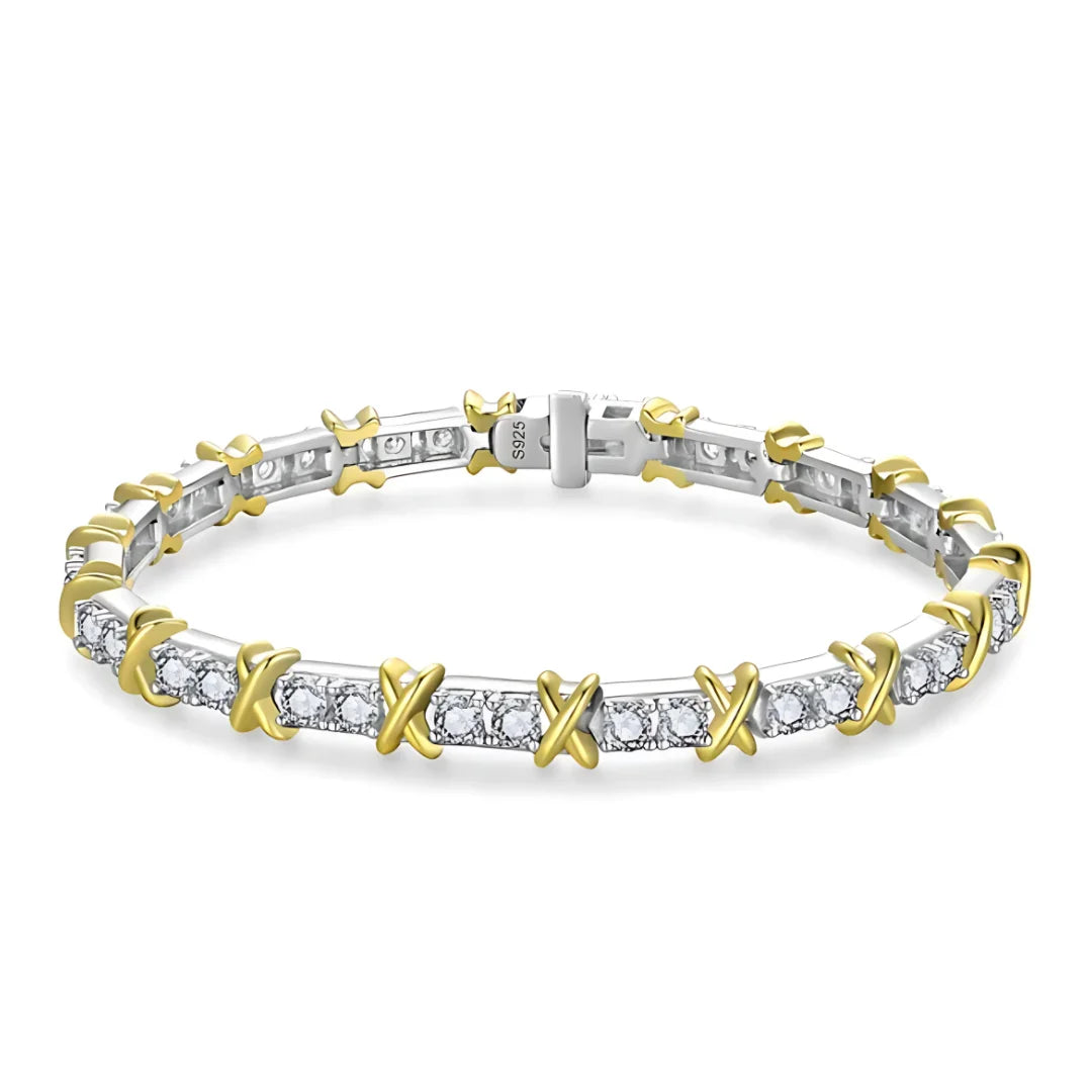 Pulseira Xcellence Banhada a Ouro 18K Cravejada com Moissanite