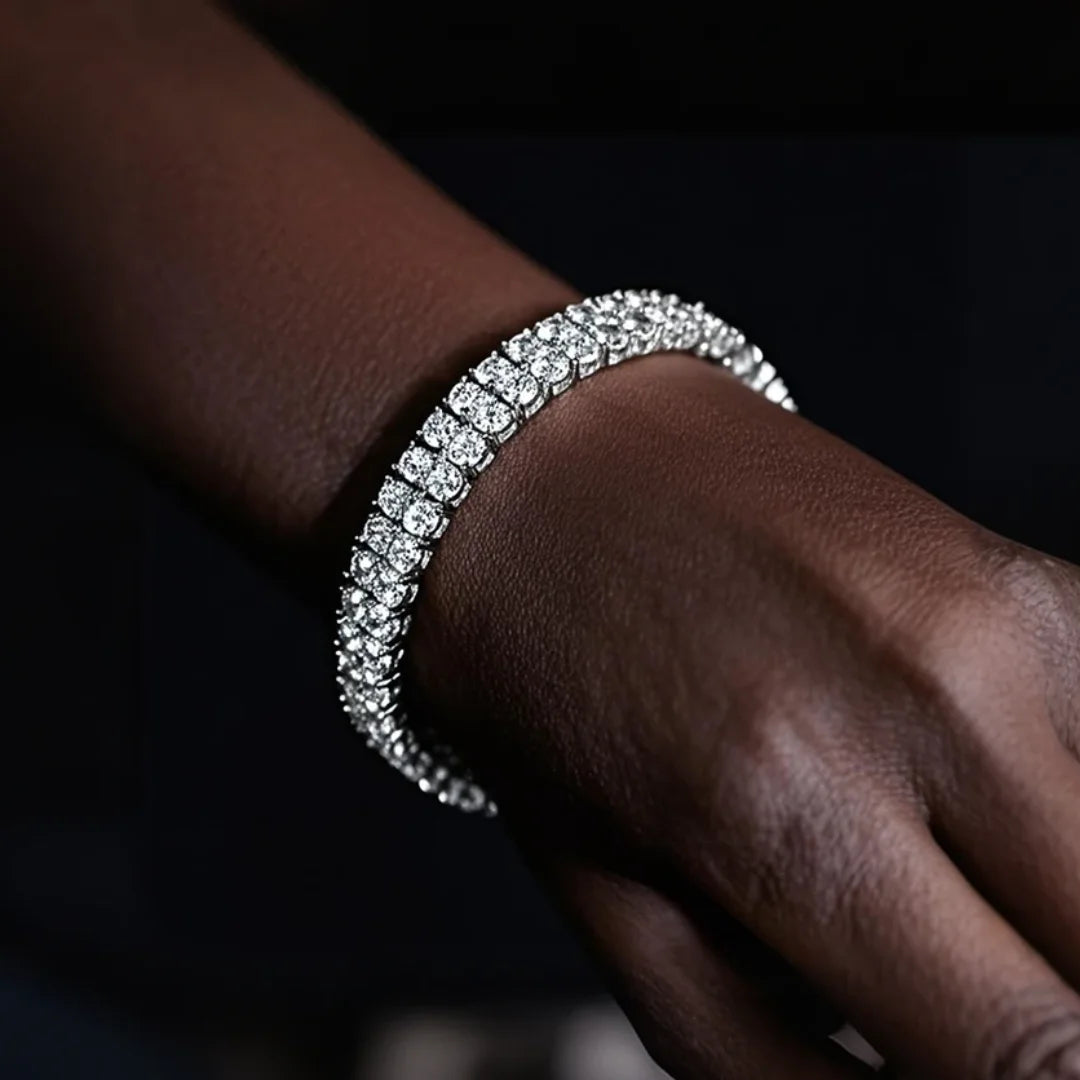 Pulseira Riviera Dupla Cravejada com Moissanite