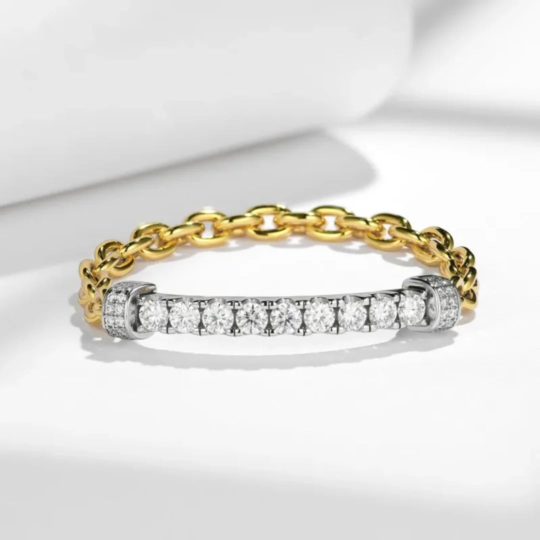 Pulseira Duetos Banhada a Ouro 18K com Moissanites Cravejadas
