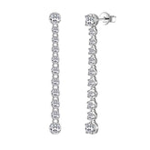 Brinco em Prata 925 Longo Onze Pedras Moissanite