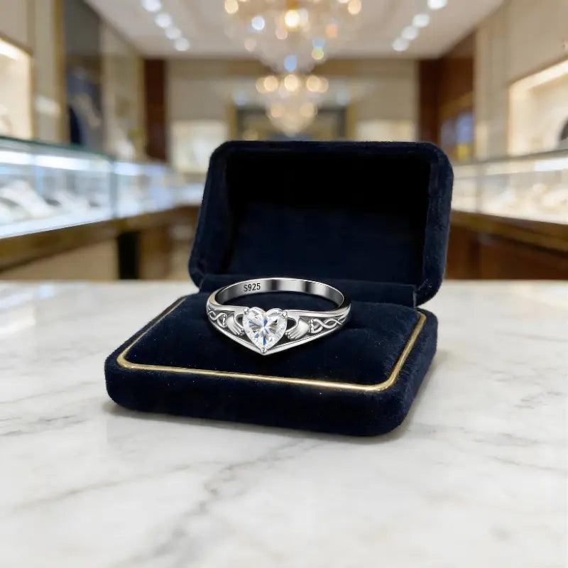 Anel Aurel Prata 925 Moissanite Deluxe Coração