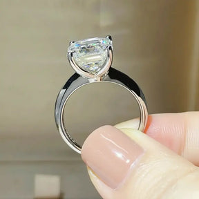 Anel Linor Prata 925 Moissanite Corte Asscher