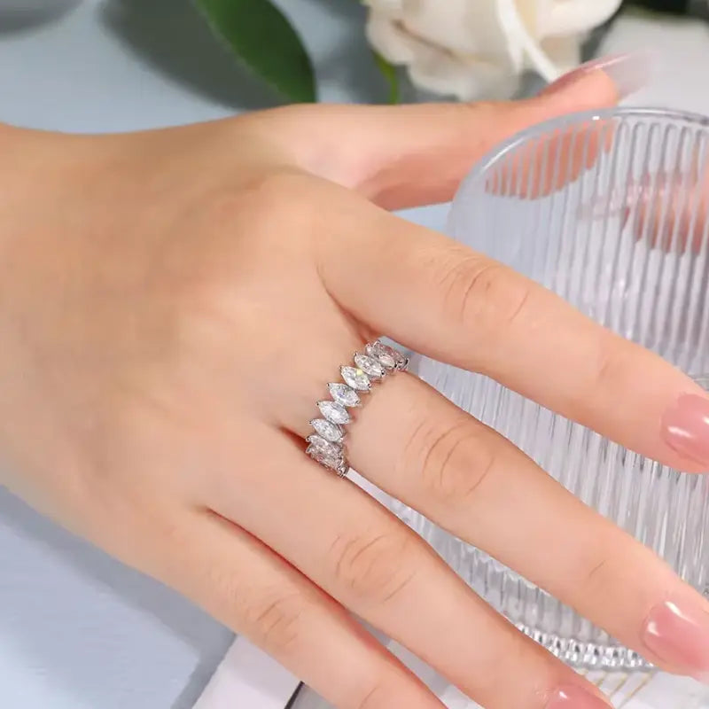 Anel Nivelle Prata 925 Moissanite Deluxe