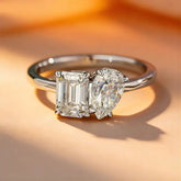 Anel Duas Pedras Moissanite Deluxe Toi et Moi 4CT