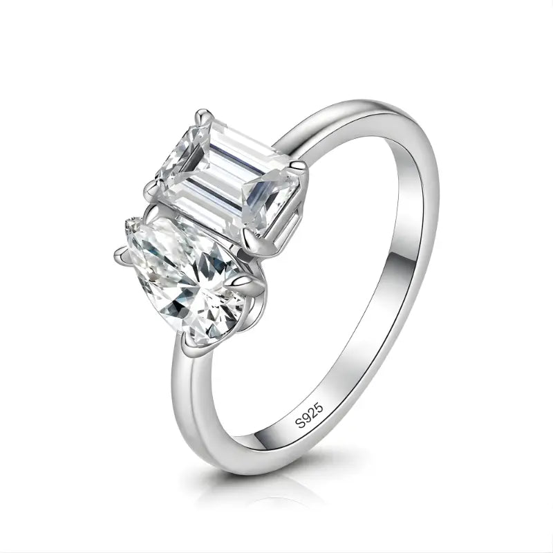 Anel Duas Pedras Moissanite Deluxe Toi et Moi 4CT