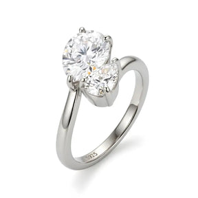 Anel Duas Moissanites Gota Deluxe Toi et Moi 2.8CT