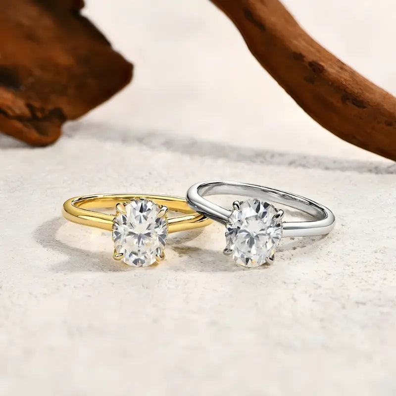 Anel Solitário Novaire Moissanite Deluxe Oval 2CT