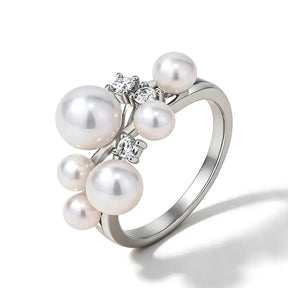 Anel Luna com Pérolas e Moissanite