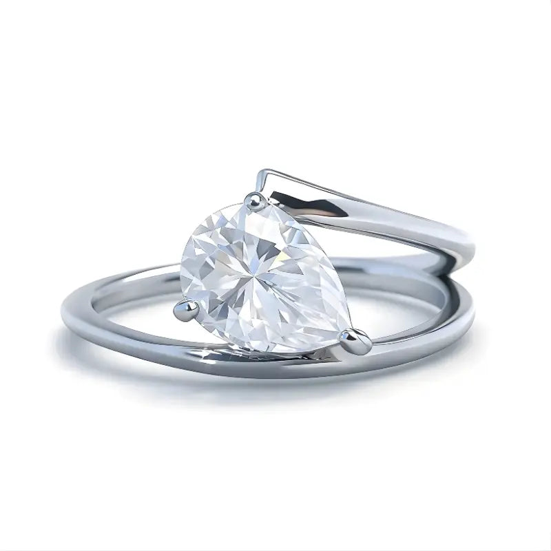 Anel Solitário Avalon Moissanite Deluxe Gota