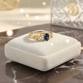 Anel Éclat Bleu com Safira e Moissanite