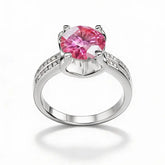 Anel Roséa Prata 925 com Moissanite 3Ct