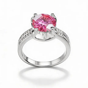Anel Roséa Prata 925 com Moissanite 3Ct