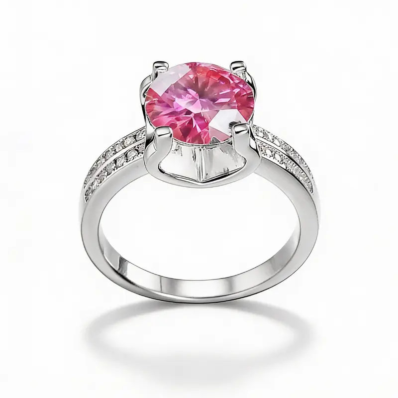 Anel Roséa com Moissanite 3Ct Rosa Sakura