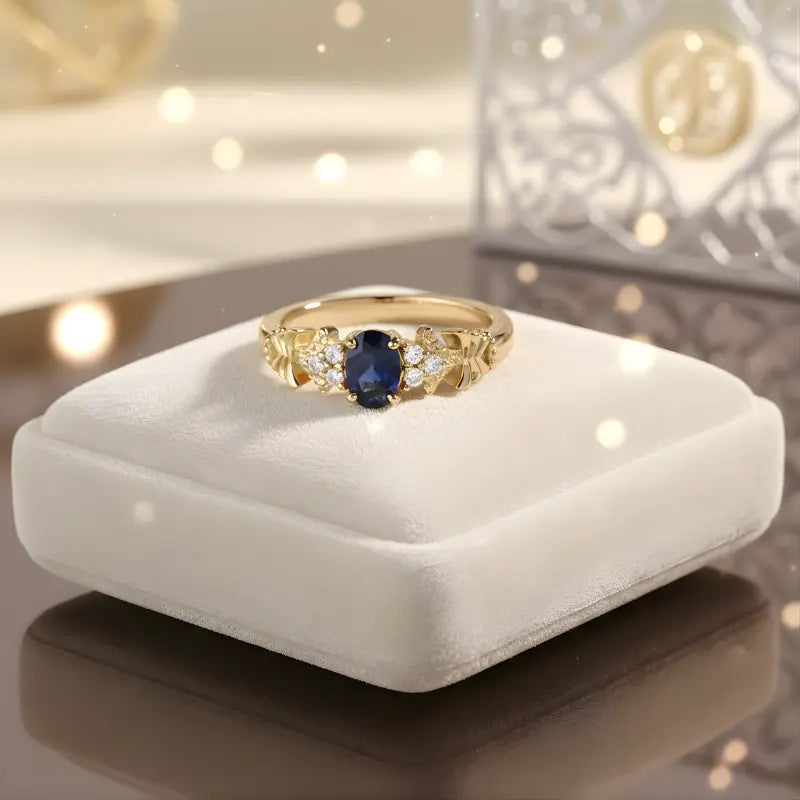 Anel Éclat Bleu com Safira e Moissanite
