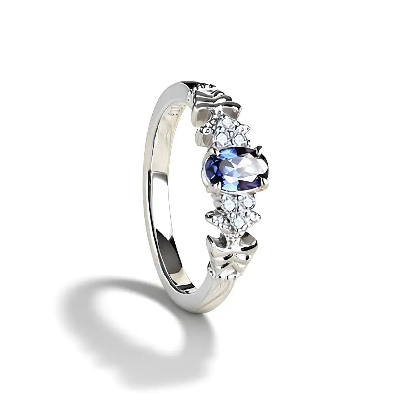Anel Éclat Bleu com Safira e Moissanite