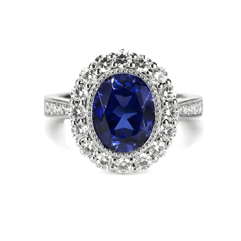 Anel Liora Bleu com Safira e Moissanite