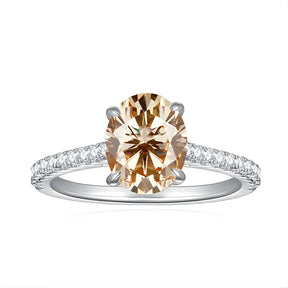 Anel Solitário Kalem Moissanite Oval Champagne