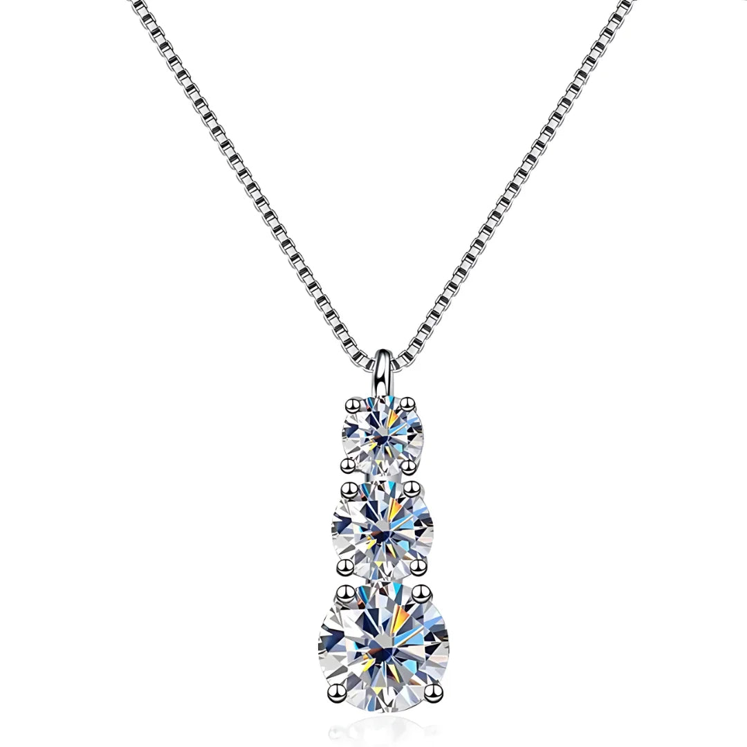Colar em Prata 925 Três Pedras Moissanite