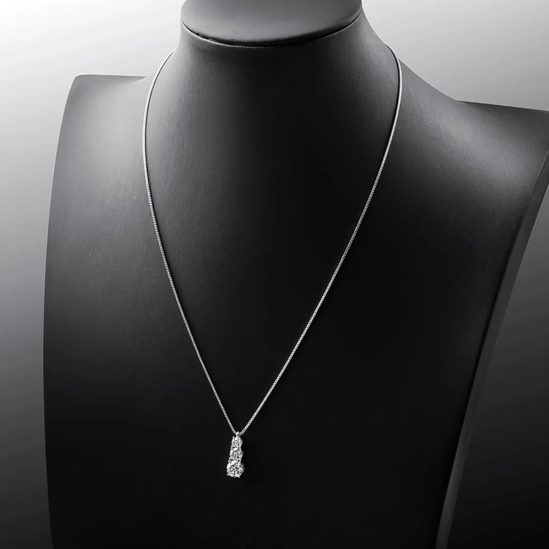 Colar em Prata 925 Três Pedras Moissanite