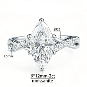 Anel Lorienne Moissanite Marquise Deluxe 2CT