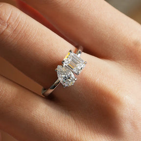 Anel Duas Pedras Moissanite Deluxe Toi et Moi 4CT