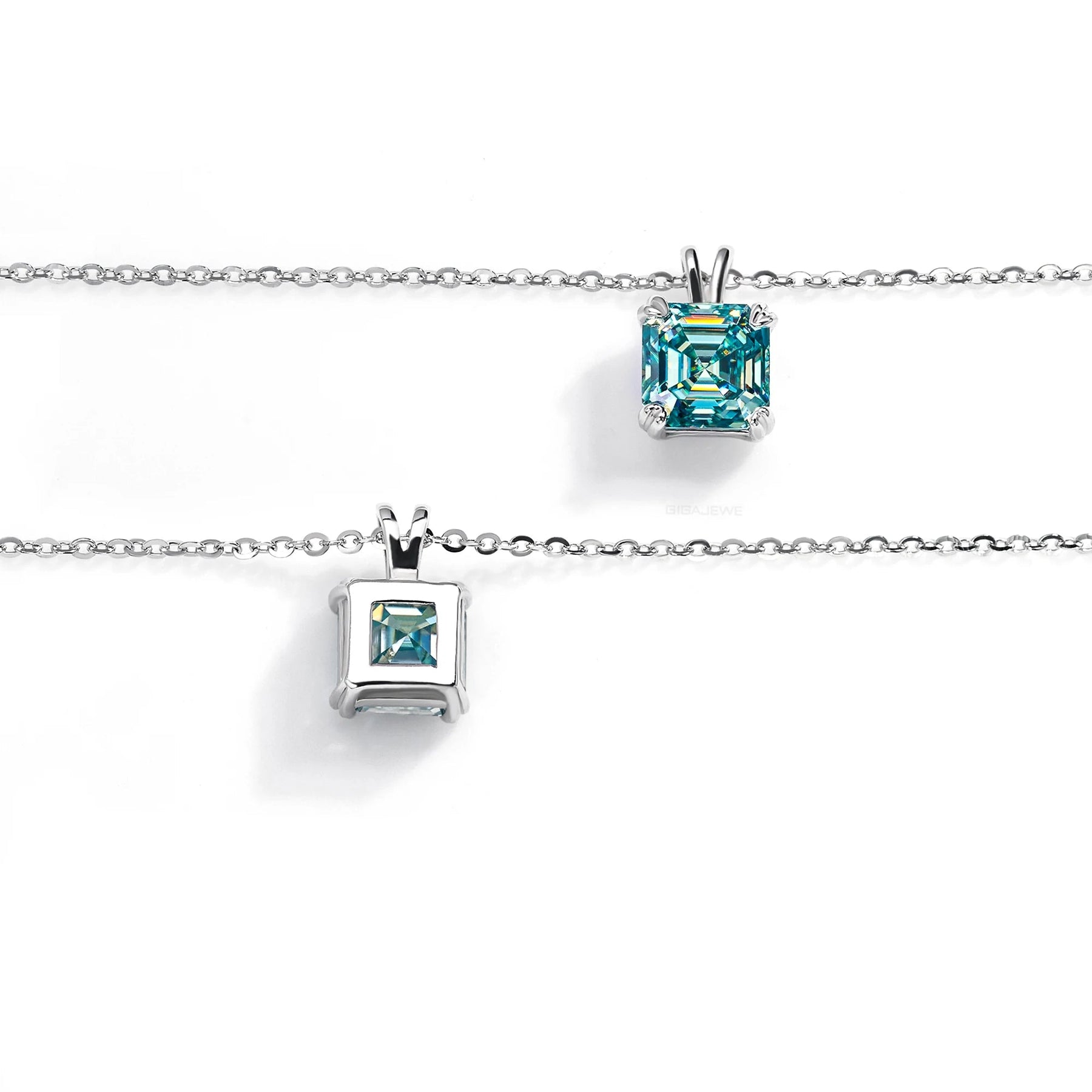 Colar Divah com Moissanite Ciano Corte Asscher