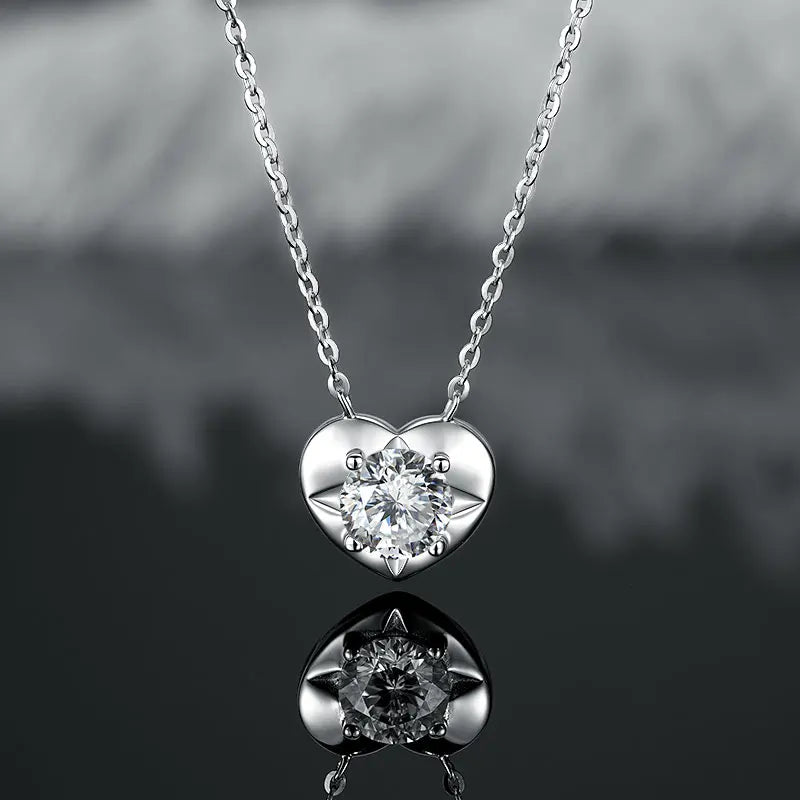 Colar Coração Prata 925 Moissanite Deluxe 1CT