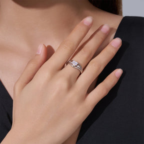 Anel Aurel Prata 925 Moissanite Deluxe Coração
