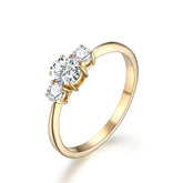 Anel Três Pedras Banhado a Ouro 18K e Moissanite
