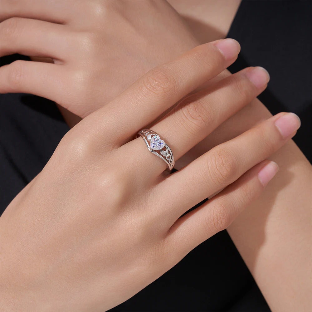 Anel Aurel Prata 925 Moissanite Deluxe Coração