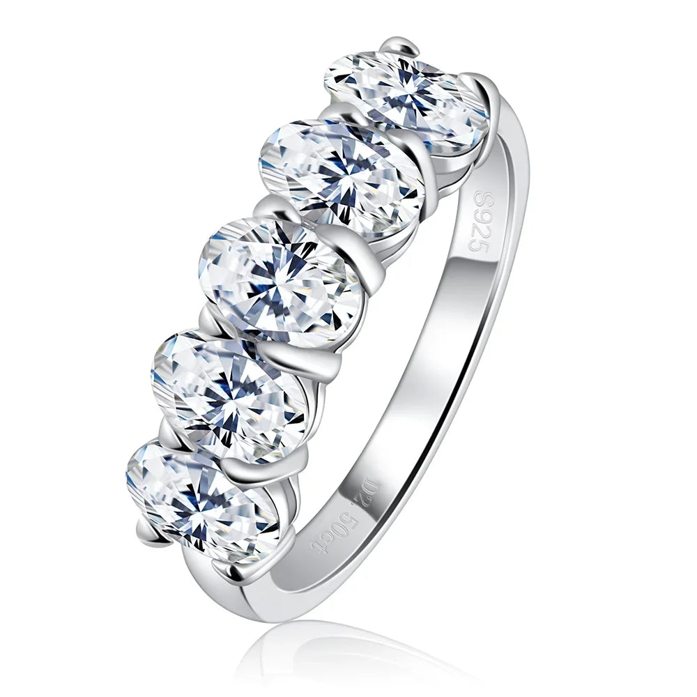 Anel Eternidade Prata 925 Moissanite Deluxe 0.5CT