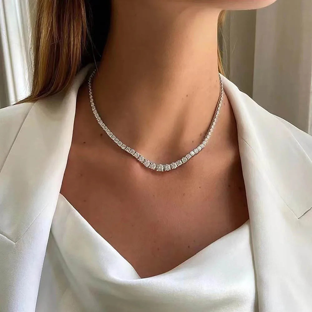 Colar Riviera Clássico Cravejado com Pedras Moissanite