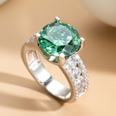 Anel Celestine Prata 925 com Moissanite Verde