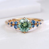 Anel de Noivado Lumera com Moissanite Verde-Azul