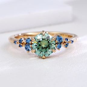 Anel de Noivado Lumera com Moissanite Verde-Azul