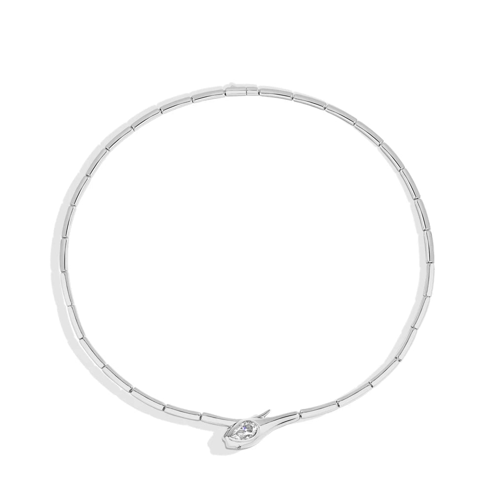 Colar Serpente Banhado a Ouro 18k com Pedra Moissanite - Ollys Design