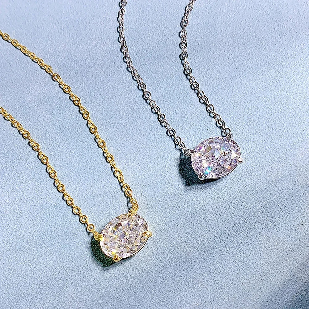 Colar Lumi com Moissanite Oval 3Ct