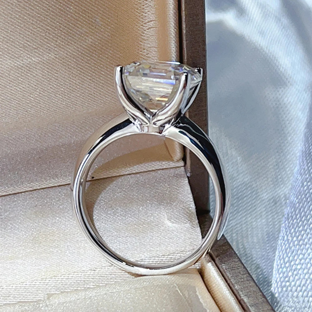 Anel Linor Prata 925 Moissanite Corte Asscher