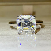 Anel Linor Prata 925 Moissanite Corte Asscher
