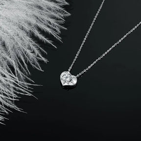 Colar Coração Prata 925 Moissanite Deluxe 1CT