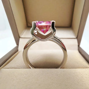 Anel Roséa Prata 925 com Moissanite 3Ct