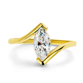 Anel Solitário Moissanite Deluxe Marquise Cut 1CT