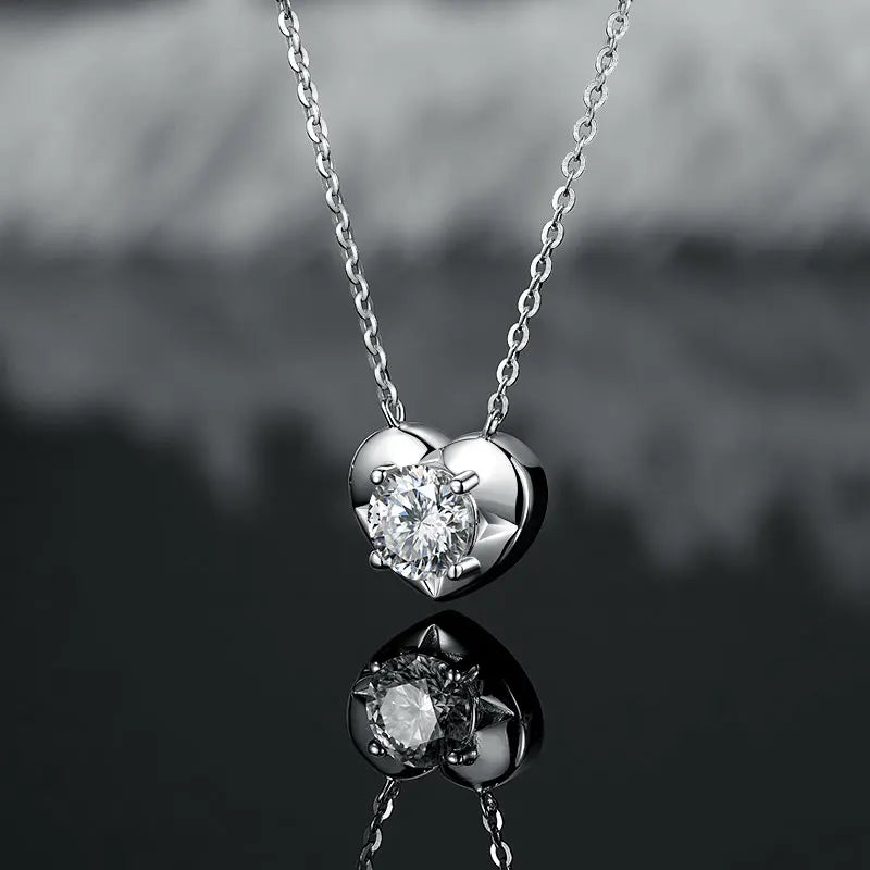 Colar Coração Prata 925 Moissanite Deluxe 1CT